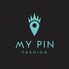 pin and crown vector logo template