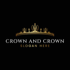 gemstone tiara in gold color, sapphires and diamonds vector illustration © BLAZE