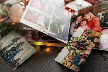 Naklejka na ściany i meble collection of Christmas photos with family, decor