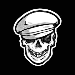 skull head illustration wearing a police hat