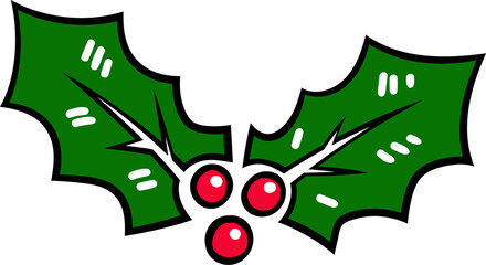 Christmas holly leaves with red berries