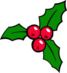 Christmas holly leaves with red berries