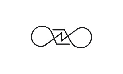 infinity symbol logo design , logotype letter I N in form of infinity symbol isolated on with infinity pattern background