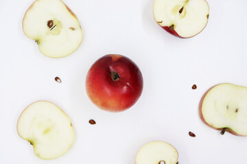 Juicy apples in a cut from above