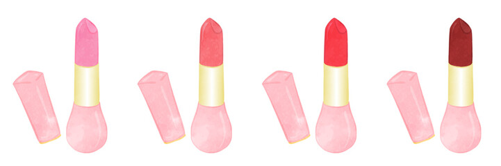 Cute lipstick colorful illustration set 01