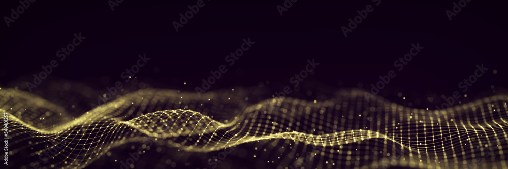 Poster 3d digital wave. technology wave. flow digital structure. cyber technology background. 3d rendering.