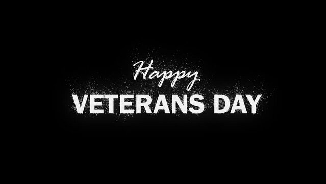 Animation teks Happy Veterans day. Thank you Veterans for your service. Honoring all who served. American flag elements 4K. Black and Green Background.