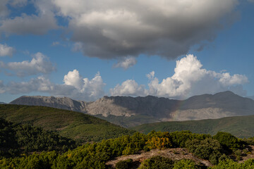 View of the Hoces de Vegacervera mountains from the Hayedo de Orzonaga, León, Spain.