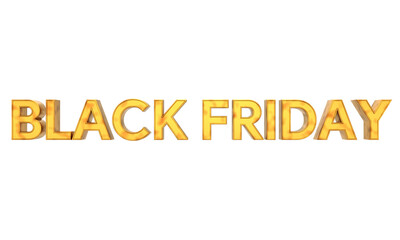 black friday text gold color in transparent background. holiday concept. 3d illustration rendering