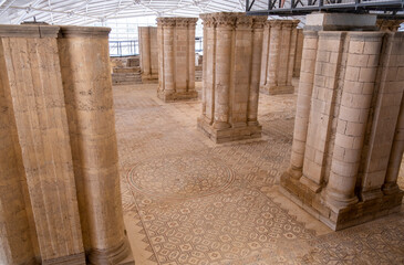 Ancient mosaic in Hisham's Palace aka Khirbet al Mafjar, an archeological site in Jericho