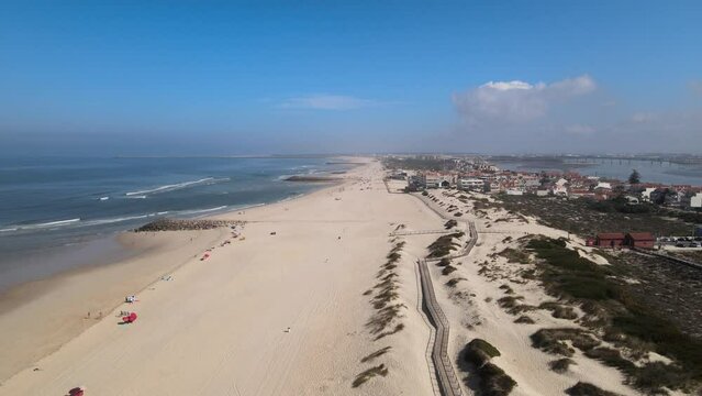 The aerial view of Costa Nova in Portugal