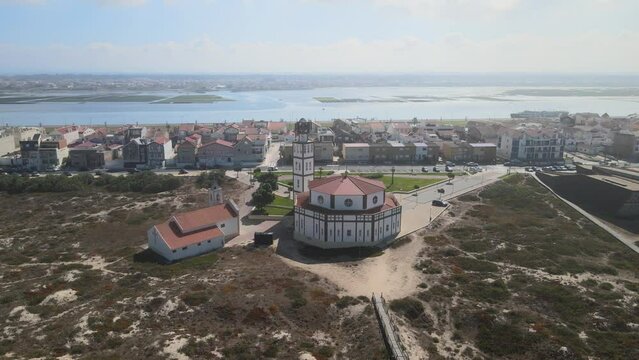 The aerial view of Costa Nova in Portugal