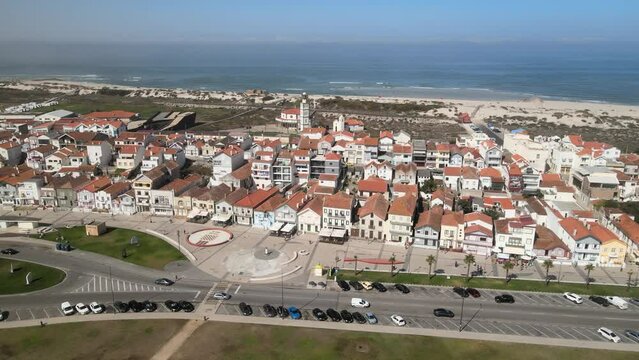 The aerial view of Costa Nova in Portugal