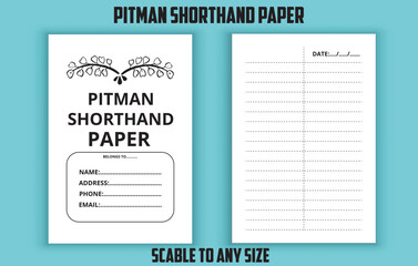 Pitman shorthand paper low content kdp interior design template - obrazy, fototapety, plakaty