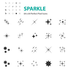 set of sparkle icons, glitter, effect, shiny