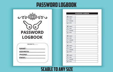 Password logbook, password keeper, password organizer low content kdp interior design template