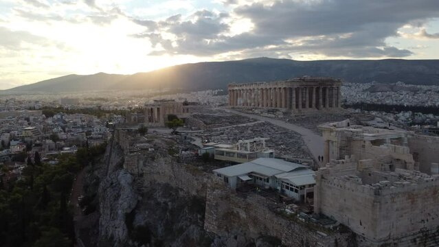 Acropolis and Parthenon Temple in Athens Aerial View, Greece