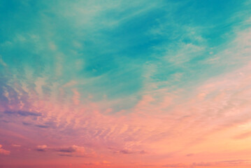 Naklejka na ściany i meble Colorful cloudy sky at sunset. Gradient color