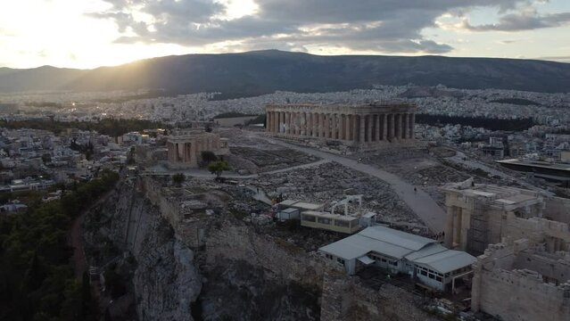 Acropolis and Parthenon Temple in Athens Aerial View, Greece