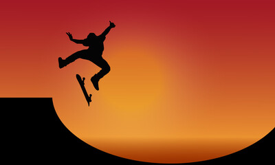 Background Silhouette Sport Skateboard