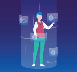 Dating in Metaverse 2d vector illustration concept for banner, website, illustration, landing page, flyer, etc.