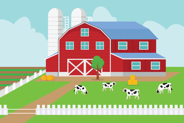 Agriculture rural landscape 2d vector illustration concept for banner, website, illustration, landing page, flyer, etc.