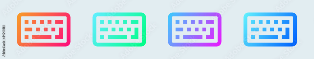 Poster keyboard line icon in gradient colors. computer button signs vector illustration.