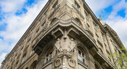 Budapest, Hungary. Front view of beautiful old building in the city center 