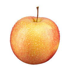 Ripe apple with water drops on an isolated white background.