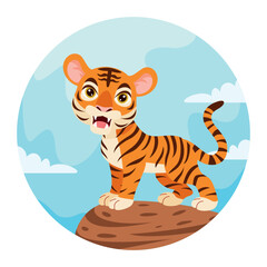 Cartoon Illustration Of A Tiger