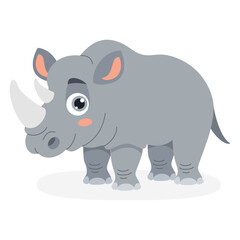 Cartoon Illustration Of A Rhinoceros