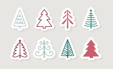 Fototapeta premium Collection of hand drawn Christmas icons - trees. Vector