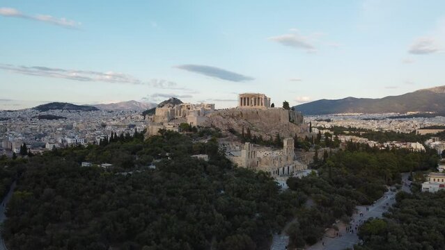 Acropolis and Parthenon Temple in Athens Aerial View, Greece