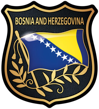 recommend clip art: Bosnia and Herzegovina Flag Shield Patch Isolated On Transparent. Premium Quality EPS 10.