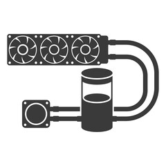 Liquid cooling system for PC glyph icon isolated on white background.Vector illustration.