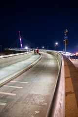 The beautiful Bridge over the Sea of Pescara illuminated at night