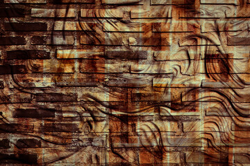 vintage color tone old wall brick black and  brown  texture background vintage  style