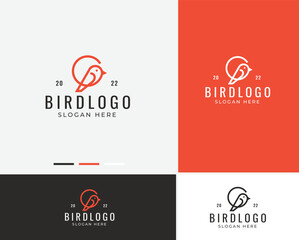 Fototapeta premium Simple bird logo template. Monoline bird logo template. bird monogram logo with circle template. trendy bird logo combined with circle.