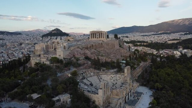 Acropolis and Parthenon Temple in Athens Aerial View, Greece