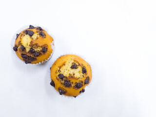 A chocolate chip mini muffin