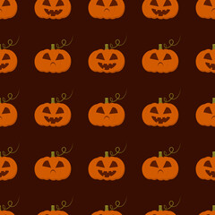 seamless pattern of sinister pumpkins on a dark background can be used for wrapping paper