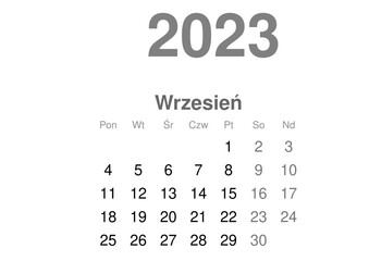 kalendarz PL -2023 - 09 - obrazy, fototapety, plakaty