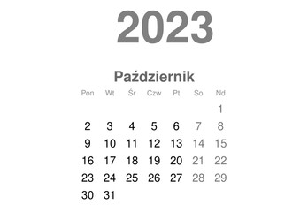 kalendarz PL -2023 - 10 - obrazy, fototapety, plakaty