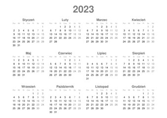 kalendarz PL -2023 - rok 002 - obrazy, fototapety, plakaty