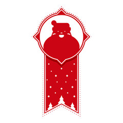 Xmas holiday stamp design with Cute Santa Claus. Christmas decorative element for handmade gifts such as letters, gift bags. Vector illustration on white background.