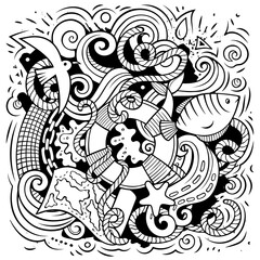 Nautical cartoon vector illustration.
