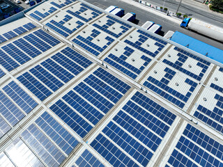 solar panels on factory rooftop