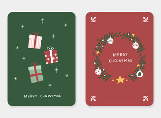 Hand drawn illustration of christmas card elements.