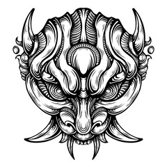 Oni mask tribal tattoo illustration vector	