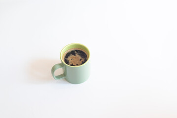 cup of coffee.coffee cup on white background.
world coffee idea concept.